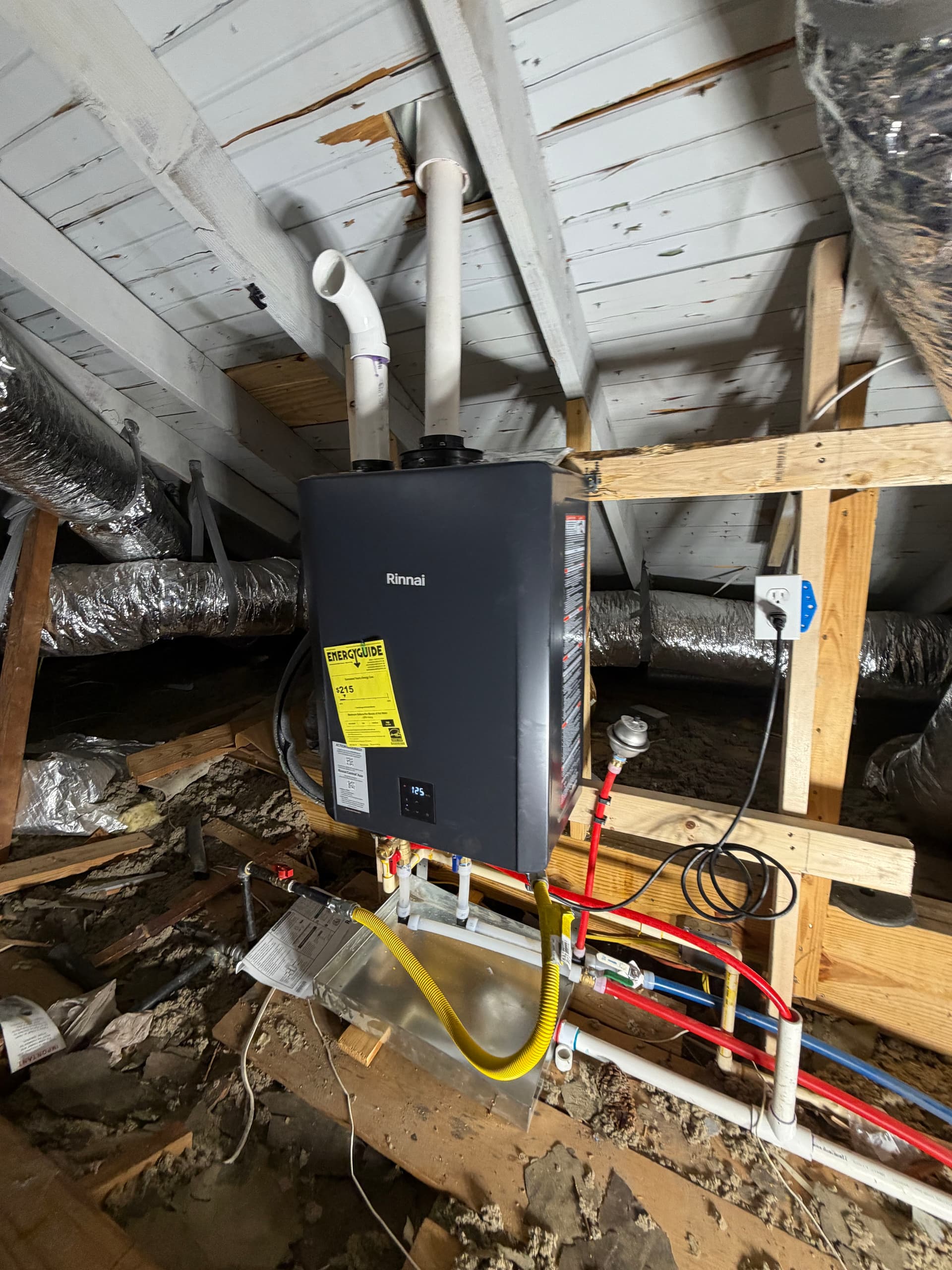Gallery photos for Attic Gas Water Heater Converted to Tankless Rinnai System: Image #1