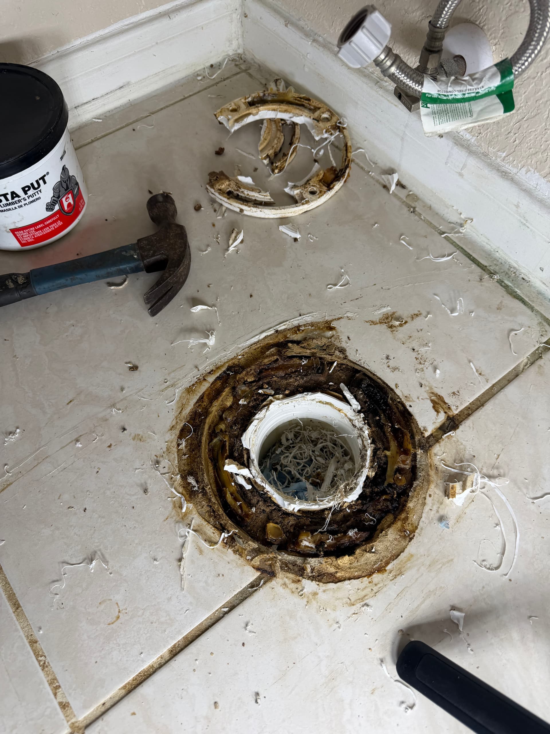 Gallery photos for Backed-Up Toilet With a Broken Floor Flange Fixed Right: Image #1